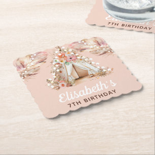Dessous-de-verre En Papier Elégante Personnalisée Bohème Fille Anniversaire