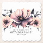 Dessous-de-verre En Papier Elégante Réception De Mariage Florale Rose-Bleu<br><div class="desc">Design mariage rose, noir et blanc, mignon et simple. Un look classique mais fantaisiste avec des fleurs de couleur rose, noire, grise et crème avec des polices noires et du lettrage moderne. Modifiez tout le texte à vos propres informations. Idéal pour un mariage boho avec une touche moderne, un classique...</div>