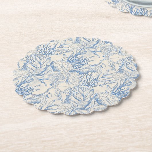 Dessous-de-verre En Papier Élégante toile bleue océane (Incliné)