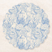 Dessous-de-verre En Papier Élégante toile bleue océane (Devant)