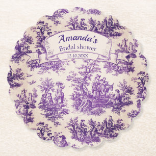 Dessous-de-verre En Papier Elégante vintage violet toile de jouy Douche nupti