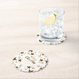 Dessous-de-verre En Papier Elégantes Etoiles d'or Motif Joyeux Noël