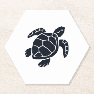 Dessous-de-verre En Papier Emblème de logo de tortue glisseur à oreilles roug