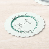 Dessous-de-verre En Papier Emerald Green Simple Mariage de couronne botanique (Incliné)