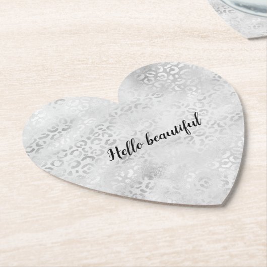 Dessous-de-verre En Papier Empreinte de léopard argent personnalisé (Incliné)