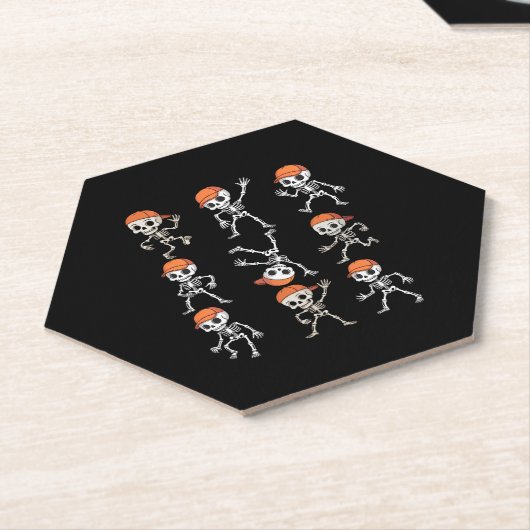 Dessous-de-verre En Papier Enfants Dansant Skeleton Halloween (Incliné)