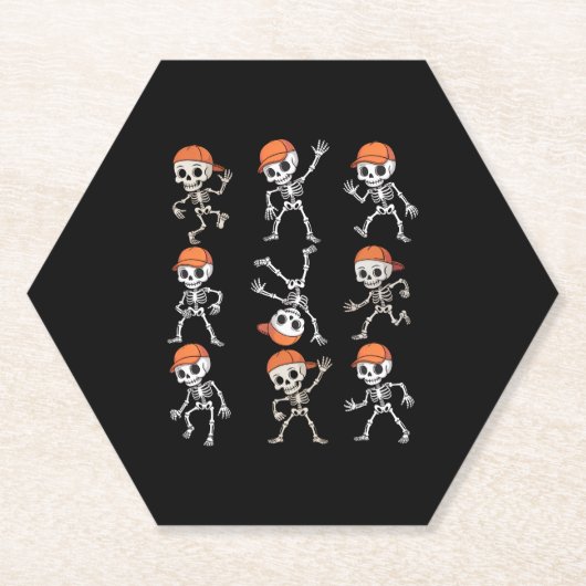 Dessous-de-verre En Papier Enfants Dansant Skeleton Halloween (Devant)