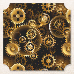 Dessous-de-verre En Papier Engrenages en laiton Steampunk sans soudure