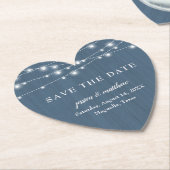 Dessous-de-verre En Papier Enregistrer la date Rustic Farmhouse Blue String L (Incliné)
