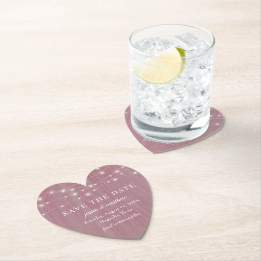 Dessous-de-verre En Papier Enregistrer la date Rustic Farmhouse String Lumièr (En situation)