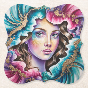 Dessous-de-verre En Papier Ensemble de Dessous de verre Dreamlike Art Portrai