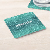 Dessous-de-verre En Papier Éperche verte Turquoise Aqua (Incliné)