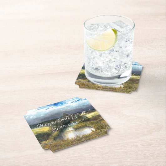 Dessous-de-verre En Papier Etanche d'automne peinture aquarelle (En situation)