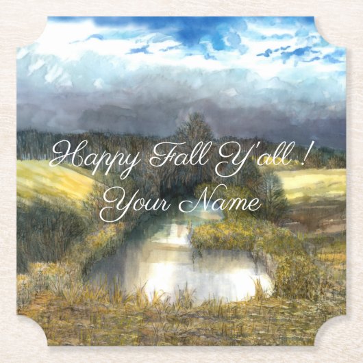 Dessous-de-verre En Papier Etanche d'automne peinture aquarelle (Devant)