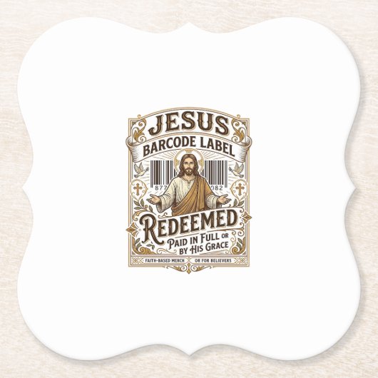 Dessous-de-verre En Papier Étiquette de code-barres Jésus Rédimé Jésus Code-b (Devant)