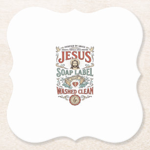 Dessous-de-verre En Papier Étiquette de savon Jésus Lavé Propre Savon Jésus L