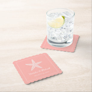 Dessous-de-verre En Papier Étoile de mer de corail mariage