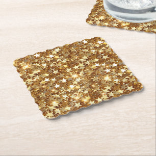 Dessous-de-verre En Papier Étoiles d'étincelles en or Glam