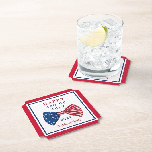 Dessous-de-verre En Papier Étoiles Et Rayures Patriotiques 4 juillet (En situation)