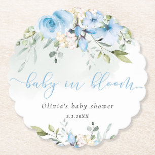 Dessous-de-verre En Papier Eucalyptus bleu fleuri bébé dans baby shower fleur