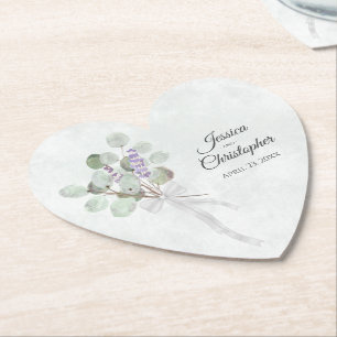 Dessous-de-verre En Papier Eucalyptus & Lavender Bouquet Mariage rustique