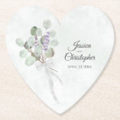 Dessous-de-verre En Papier Eucalyptus & Lavender Bouquet Mariage rustique (Devant)