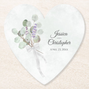 Dessous-de-verre En Papier Eucalyptus & Lavender Bouquet Mariage rustique
