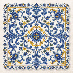 Dessous-de-verre En Papier Évasion Méditerranéenne Décor de Carreaux Italie