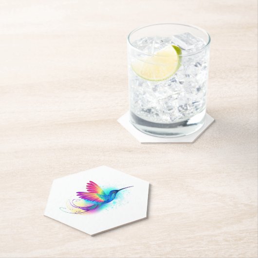 Dessous-de-verre En Papier Exotic Rainbow Hummingbird (En situation)