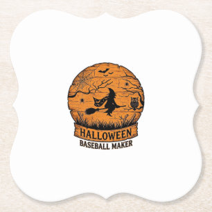 Dessous-de-verre En Papier Fabricant de baseball Halloween Sorcière volante L