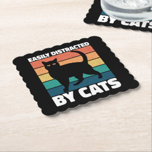 Dessous-de-verre En Papier Facilement Distrait Par Chats Cute Kitten Chat Pro