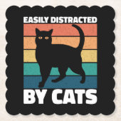 Dessous-de-verre En Papier Facilement Distrait Par Chats Cute Kitten Chat Pro (Devant)