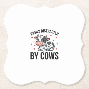 Dessous-de-verre En Papier Facilement distrait par les vaches Graphique de va