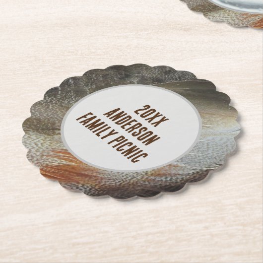 Dessous-de-verre En Papier Family Picnic Feather Photo Reunion Event (Incliné)