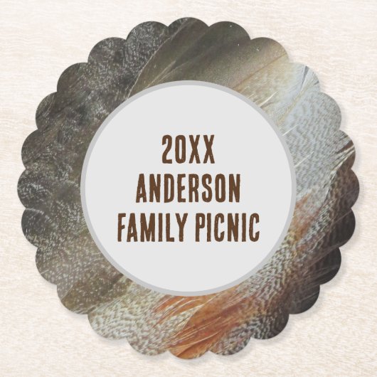 Dessous-de-verre En Papier Family Picnic Feather Photo Reunion Event (Devant)