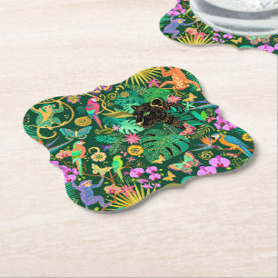 Dessous-de-verre En Papier Fantasie surréaliste exotique dorée de la jungle