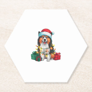 Dessous-de-verre En Papier Fantastique lumière Noël Chapeau Tamaskan Chien No