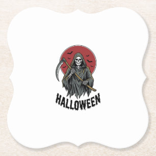 Dessous-de-verre En Papier Faucheuse Halloween Gravure Vintage Art_1