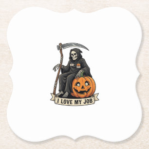 Dessous-de-verre En Papier Faucheuse Travail Amour Halloween Citrouille Faux_