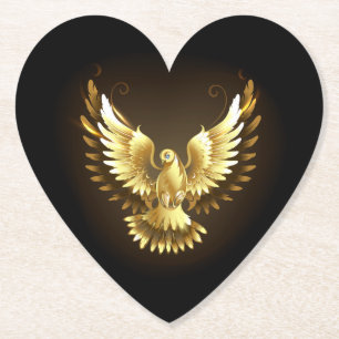 Dessous-de-verre En Papier Faux Gold Foil Peace Dove en noir