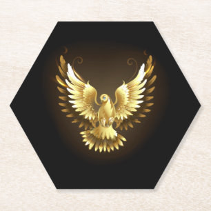 Dessous-de-verre En Papier Faux Gold Foil Peace Dove en noir