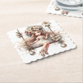 Dessous-de-verre En Papier Fée de Noël blanche (Incliné)