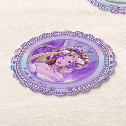 Dessous-de-verre En Papier Fée du soleil violet (Incliné)