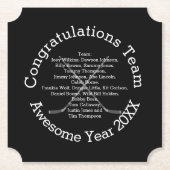 Dessous-de-verre En Papier Félicitations à l'équipe avec les noms d'équipe (Devant)