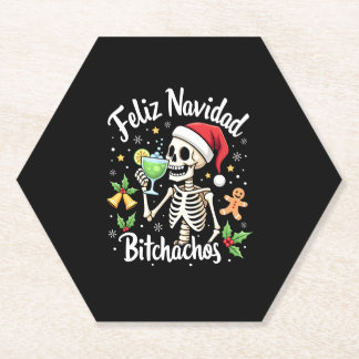 Dessous-de-verre En Papier Feliz Navidad Bitchachos Crâne Drôle Espagnol Joye