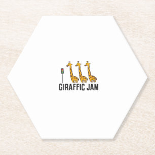 Dessous-de-verre En Papier Femme Giraffic Jam Funny Giraffe Giraffe Pun Cute