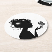 Dessous-de-verre En Papier Femme papillons blancs (Incliné)