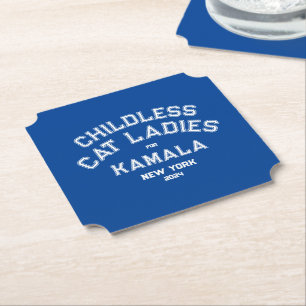 Dessous-de-verre En Papier Femmes Chat Sans Enfant Pour Kamala 2024 Custom Bl