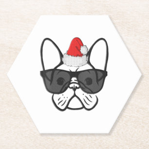 Dessous-de-verre En Papier FEMMES Noël Français Chien Visage Cool Xmas Père N