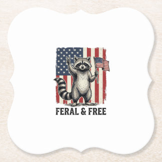 Dessous-de-verre En Papier Feral and Free Patriotic Raccoon Vintage Shirt Des